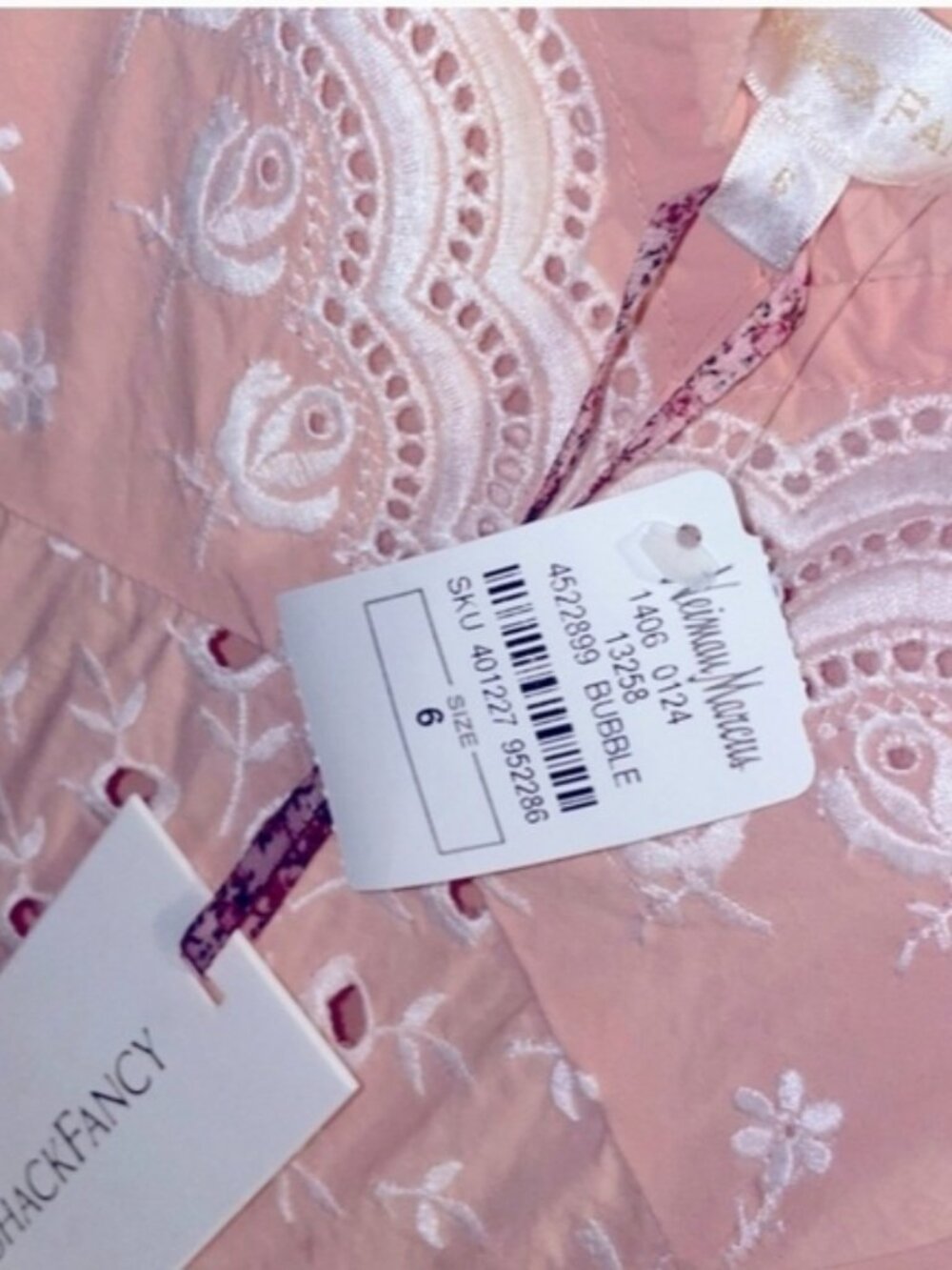 LoveShackFancy Pink Eyelet Mini Dress Size 6  Sleeveless Pleated Boho NWT - Picture 9 of 14